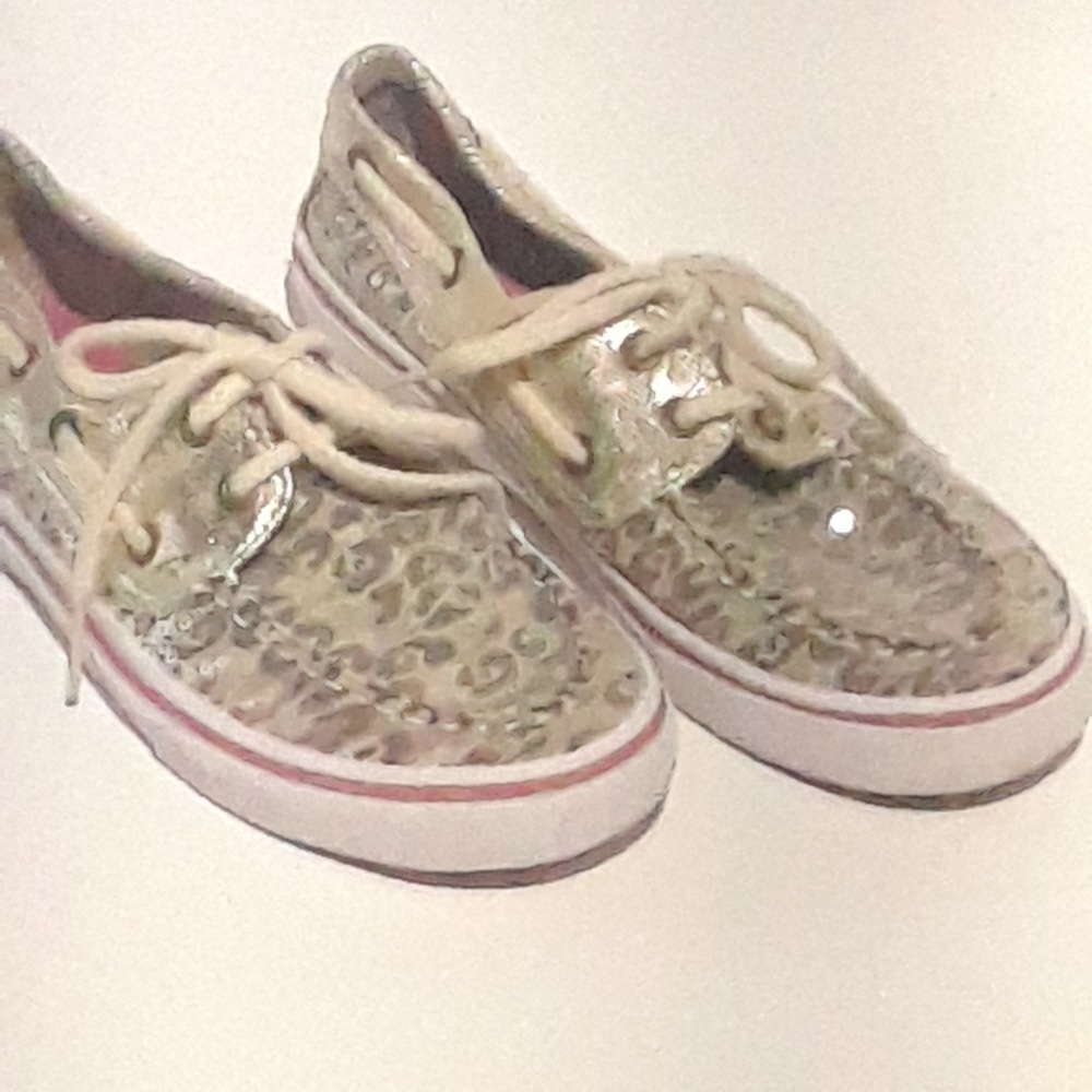 Sperry Girls Bahama Slip On Animal Print Sequins